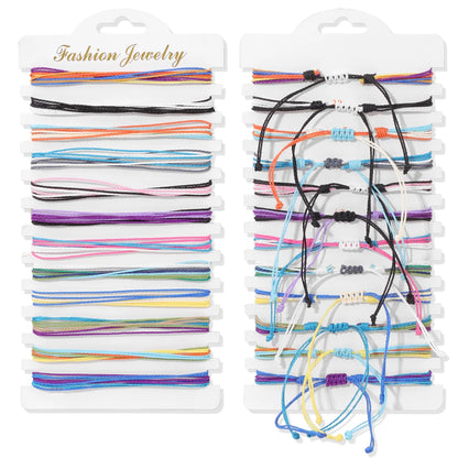 Wholesale 12Pcs/Set Colorful Natural Stone Bracelets Adjustable Rope Braided Bracelet Handmade Bohemia Bracelets with Cards