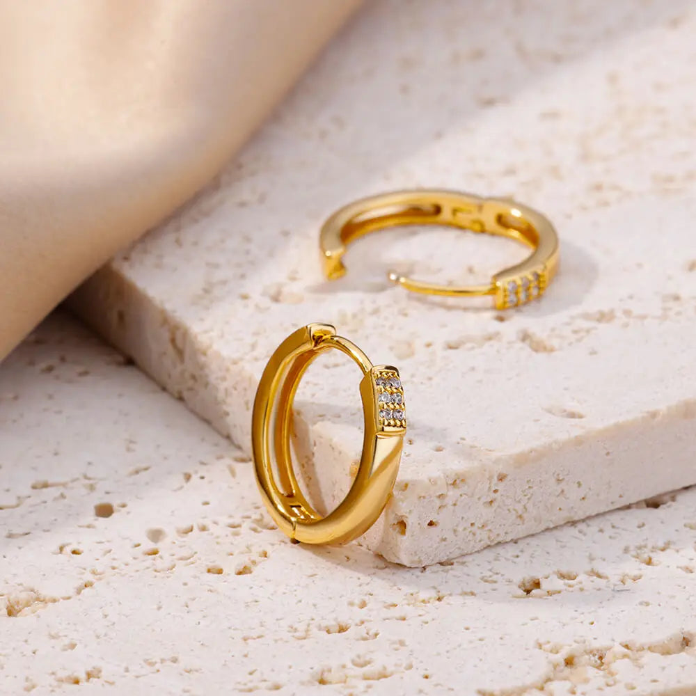 Luxury Zircon Round Earrings for Women Girls Cubic Zirconia Stainless Steel Hoop Ciercing Earring 2023 Trend Aesthetic Jewelry