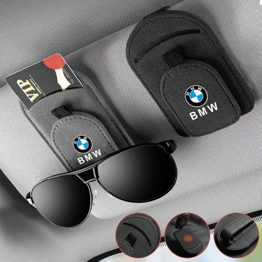 1PC Suede Car Interior Sun Visor Glasses Clip Sunglasses Ticket Card Holder for BMW X2 X3 X4 X5 X6 X7 3 5 Series G30 G20 G32 G11