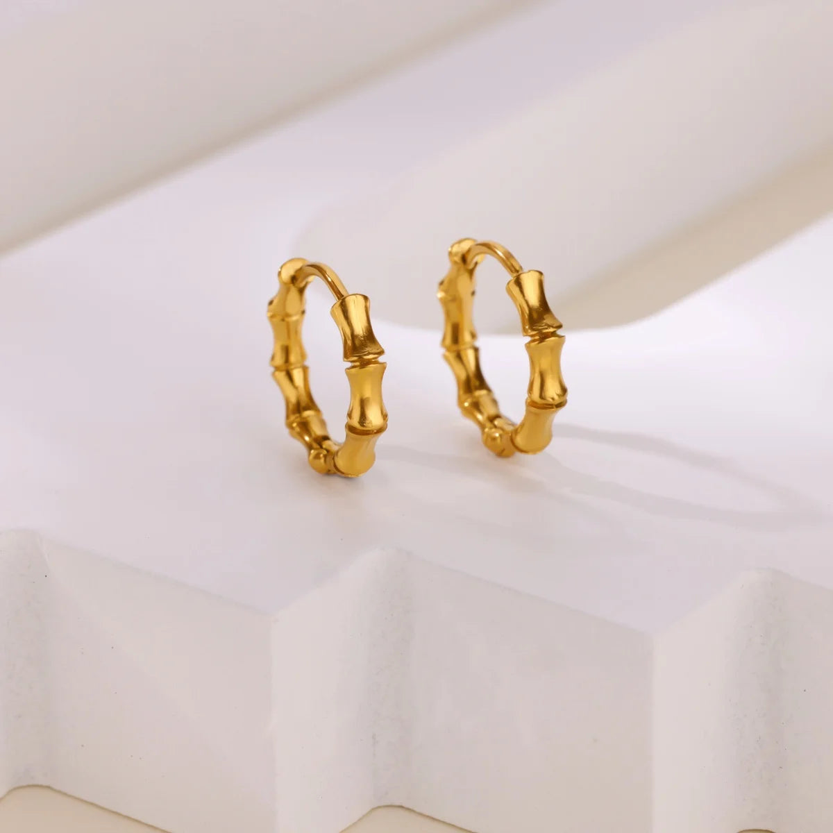 Free Shipping Vintage Bamboo Hoop Stud Earrings For Women Stainless Steel Piercing Earring 2025 New Fashion Wedding Jewelry