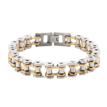 1pc New Cool Punk Motorcycle Bracelet for Men Women, Stylish Vintage Stainless Steel Versatile Buckle Bracelet