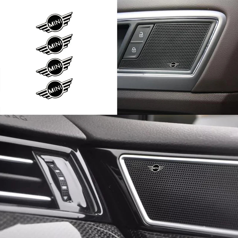 3D Aluminum alloy Car Speaker Audio Sticker Badge Emblem Decoraiton Accessories for MINI Cooper S JCW R56 R60 R50 R53 Countryman