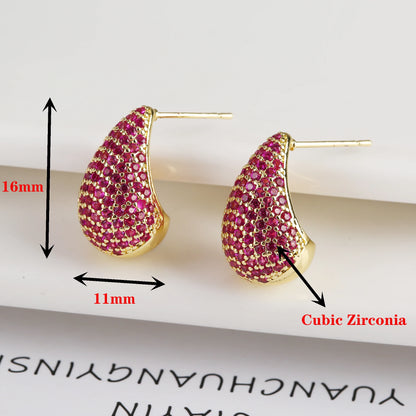 Luxury Shiny Full Zirconia Comma Studs Earrings Fashion Water Drops Crystal Earrings Charming for Women Daily Party Jewelry