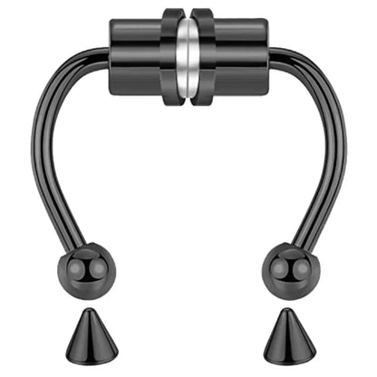 1/2/3/4/5pcs Fake Magnetic Stainless Steel Nose Rings,Non Piercing Septum Rings Magnetic Nose Ring Clipped Onto The Nose