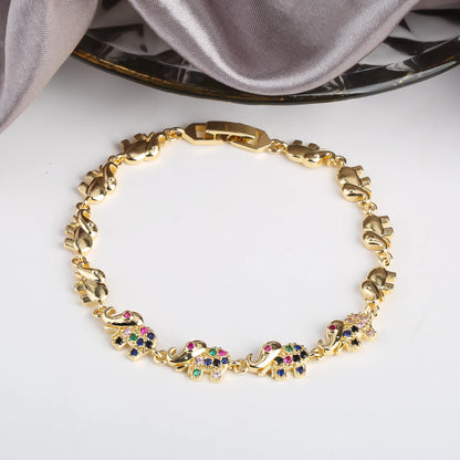 6 Colors New Trendy Gold plated Zirconia Elephant Bracelet Fashion Animal Bangle Punk Style For Woman Jewelry Gift Daily Wear
