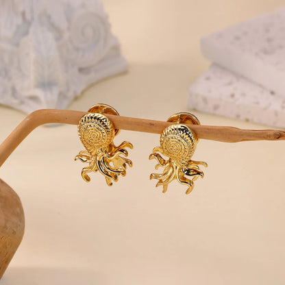 Free Shipping Vintage Summer Beach Hoop Earrings For Women Stainless Steel Piercing Earring 2025 New Fashion Wedding Jewelry