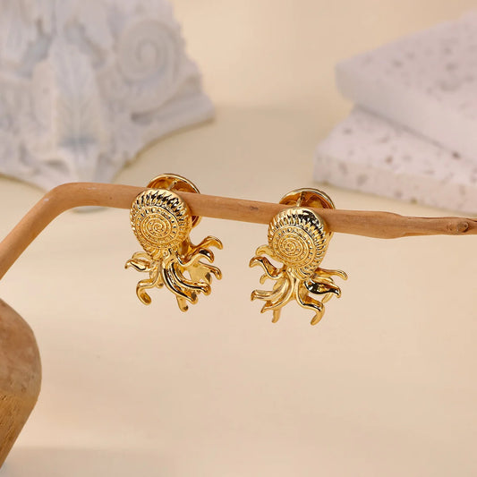 Free Shipping Vintage Summer Beach Hoop Earrings For Women Stainless Steel Piercing Earring 2025 New Fashion Wedding Jewelry