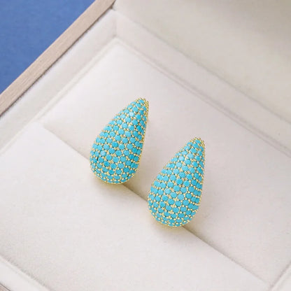 Classic Hot Sale Sparkling Zirconia Teardrop Comma Studs Earrings High Quality Women Fashion Party Wedding Jewelry Accessories