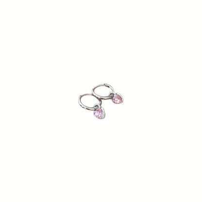 2Pcs Fashion Minimalist Rhinestone Studded Heart-shaped Earrings For Women,Hypoallergenic Cartilage Piercing Jewelry Accessories