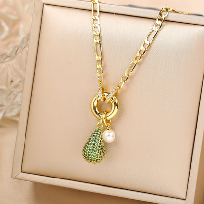 6 Colors Shiny Zirconia Comma Water drop Pendant Clavicle Chain Choker Classic for Woman Girl Daily Party Jewelry Holiday Gift