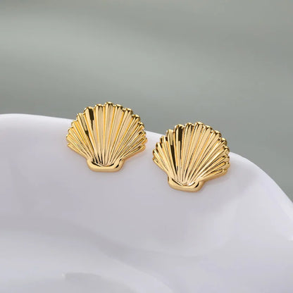 Minimalist Shell Earrings For Women Girls Korean Fashion Stainless Steel Shell Piercing Stud Earring Wedding Aesthetic Jewelry