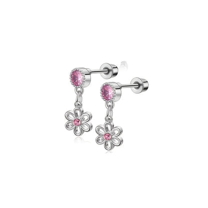 2/4pcs Stainless Steel Cute Pendant Cubic Zirconia Screw back Stud Earring,Daith Cartilage Tragus Helix Conch Piercing Jewelry