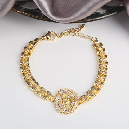 New Design Rosette Chain Virgin Mary Bracelet Fashion Woman Adjustable Bracelet Delicate Birthday Party Jewelry Gift Wholesale