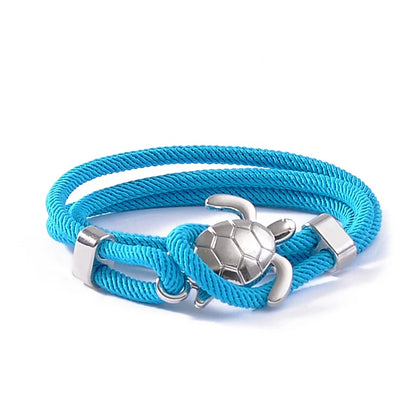Male Silver Color Sea Turtle Rope Bracelets For Women Men Wristband Jewelry High Quality Milan Line Pure Hand Knitting Bracelet
