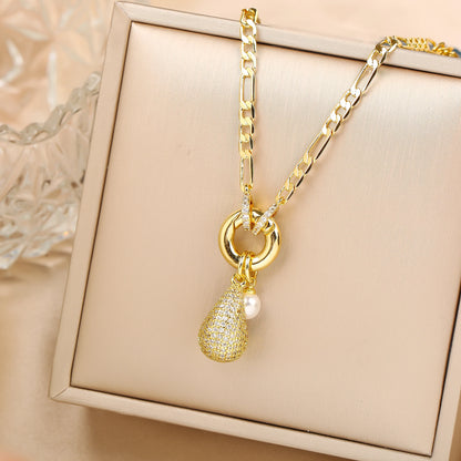 6 Colors Shiny Zirconia Comma Water drop Pendant Clavicle Chain Choker Classic for Woman Girl Daily Party Jewelry Holiday Gift