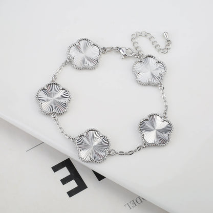 2025 Luxury Hot Selling Shiny Metal New Design Plant Five Leaf Flower Set 15mm Double Sided Women's Gilded Gift Clover