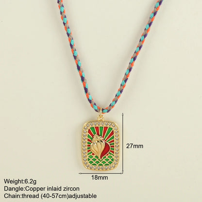 Bohemian POP Art Heart Necklace For Women Gothic Evil Blue Eye Collars Handwoven Wool Chain Choker Tarot Card Summer Jewelry