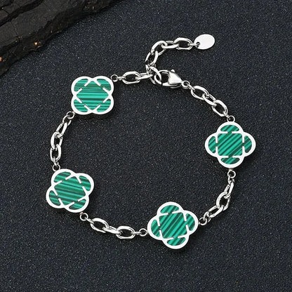 Casual Petal Chain Bracelets for Men,Natural Shell Stainless Steel Chain Links Wristband,Stylish Birthday Gift for Son Husband
