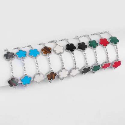 INS Hot Sale 15mm Five Leaf Flower Bracelet Natural Shell Flower Jewelry For Women Girls Party Wedding Daily Wear Jewelry Gift