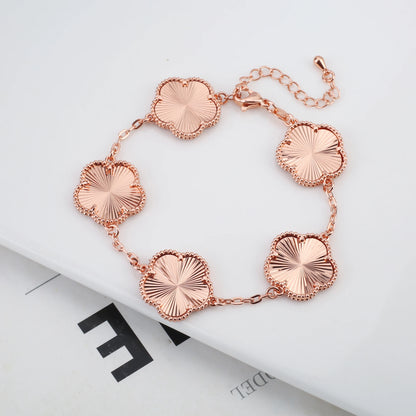 2025 Luxury Hot Selling Shiny Metal New Design Plant Five Leaf Flower Set 15mm Double Sided Women's Gilded Gift Clover