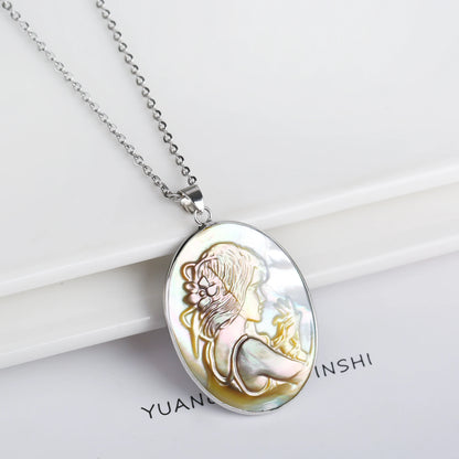 High Quality Oval Natural Seashell Mother Head Pearl Tree Of Life Pendant For Women Copper Choker Necklace Creative Jewelry Gift