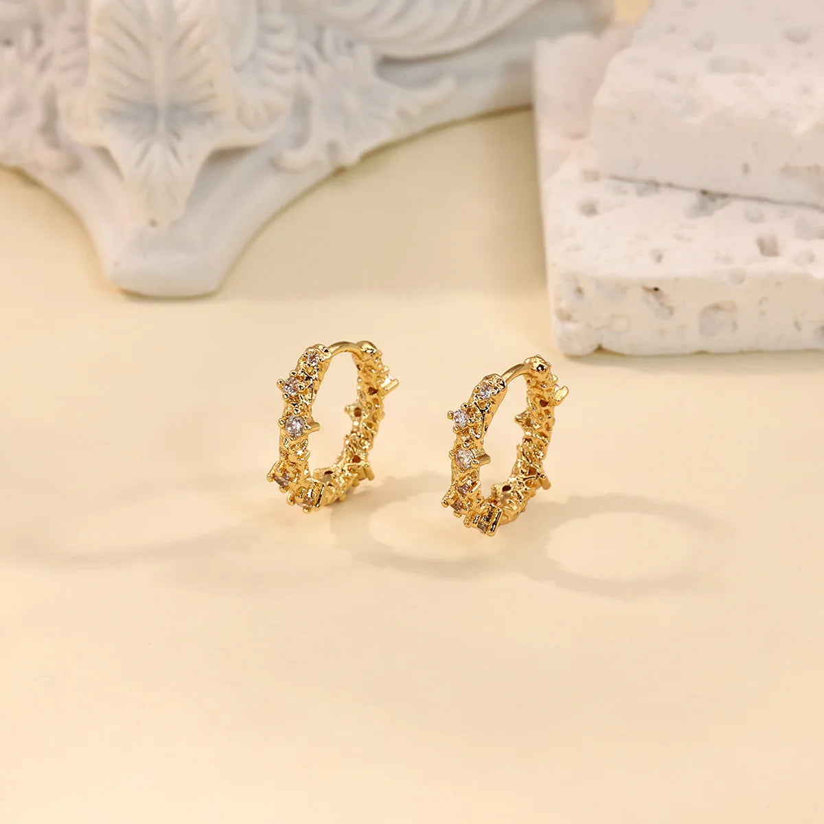 Free Shipping Vintage Zircon Hoop Stud Earrings For Women Stainless Steel Piercing Earring 2025 New Fashion Wedding Jewelry