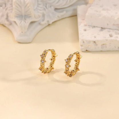 Free Shipping Vintage Zircon Hoop Stud Earrings For Women Stainless Steel Piercing Earring 2025 New Fashion Wedding Jewelry