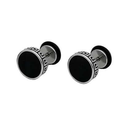 2pcs 316L Stainless Steel Vintage Flat Back Stud Earrings for Men Women,Unisex Screw Back Cartilage Tragus Piercing Jewelry