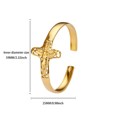 Free Shipping Classic Cross Bracelet Bangle For Women Stainless Steel Gold Color Exquisite Bracelet Wedding Couple Jewelry