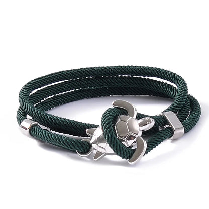 Male Silver Color Sea Turtle Rope Bracelets For Women Men Wristband Jewelry High Quality Milan Line Pure Hand Knitting Bracelet