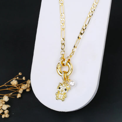 7 Style Shiny Cubic Zirconia Animal Bird Cat Pendant Necklace Personalized for Woman Party 3:1 Chain Jewelry Choker Daily Wear