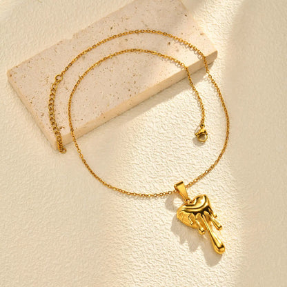 Unique Flowing Heart-shaped Pendant for Women,Gold Color Stainless Steel Necklaces,Waterproof Jewelry Gift