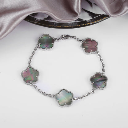 Simple 15mm Natural Shell Stone Five-Leaf Flower Set Bracelet Necklace Classic Flower Woman Jewelry Sets For Party Daily Wear