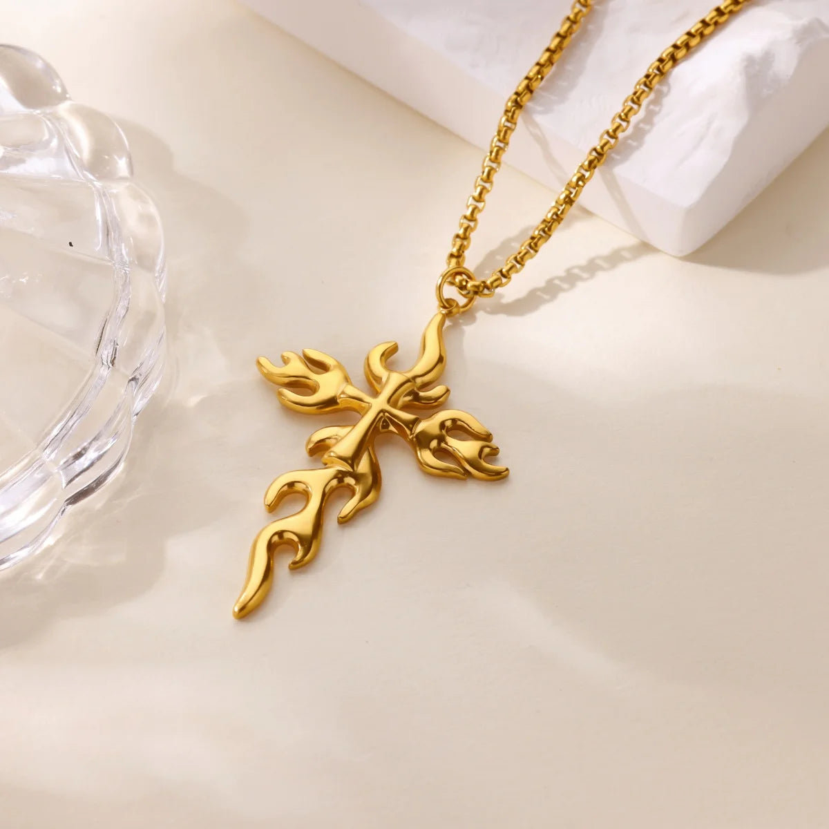 Free Shipping Vintage Cross Pendant Necklaces For Women Stainless Steel Chain Collar Necklace 2025 New Jewelry