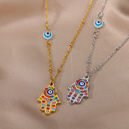 Blue Turkish Evil Eye Necklace for Women Vintage Pendant Tassel Necklace 2024 New Simple Clavicle Choker Necklaces Jewelry Gifts