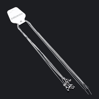 5pcs 1pc Stainless Steel Round Snake Chain Lobster Clasp Adjustable Stick with Silicon Bead Necklace Part Fashion Jewelry Making