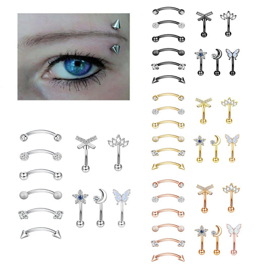 11Pcs Hypoallergenic Stainless Steel Rook Piercing Jewelry Set,Eyebrow Rings Cartilage Daith Tragus Helix Piercing Jewelry