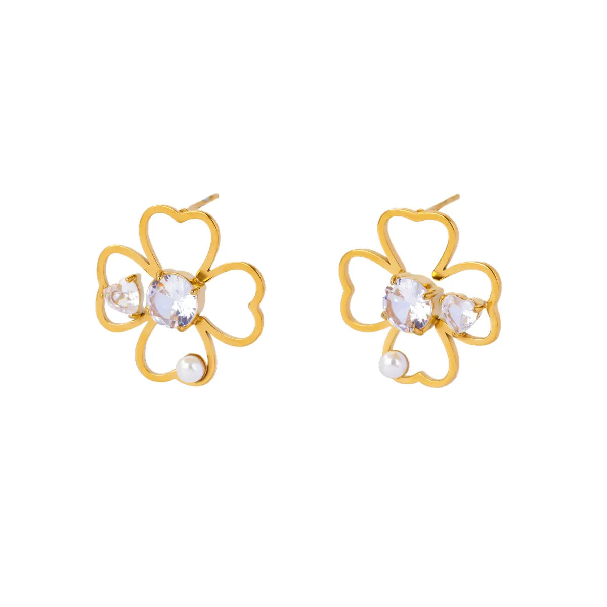 Free Shipping Vintage Four Leaf Clover Drop Stud Earring For Women Stainless Steel Piercing Earring Fashion Wedding Jewelry
