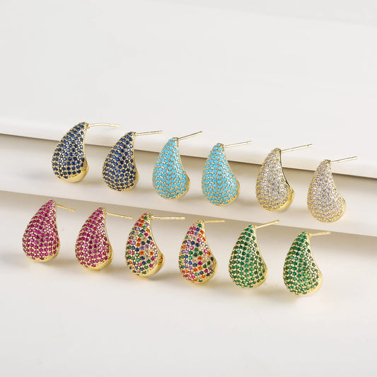 Classic Zirconia Comma Ladies Stud Earrings Fashion Water Drop Earrings Temperament For Woman Party Wedding Jewelry Wholesale