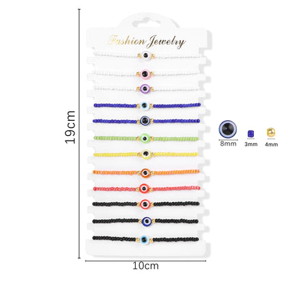 Wholesale 12Pcs/Set Colorful Natural Stone Bracelets Adjustable Rope Braided Bracelet Handmade Bohemia Bracelets with Cards