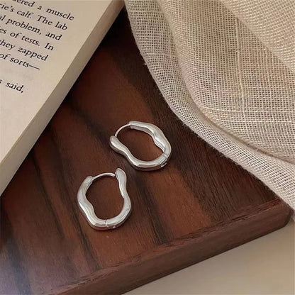 2Pcs Trendy Irregular Stainless Steel Geometric Earrings for Women,Temperament Personalized Daith Tragus Ear Piercing Jewelry