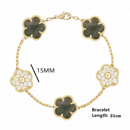 Simple 15mm Natural Shell Stone Five-Leaf Flower Set Bracelet Necklace Classic Flower Woman Jewelry Sets For Party Daily Wear