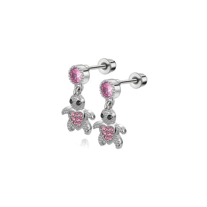 2/4pcs Stainless Steel Cute Pendant Cubic Zirconia Screw back Stud Earring,Daith Cartilage Tragus Helix Conch Piercing Jewelry