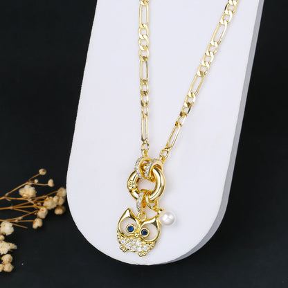 7 Style Shiny Cubic Zirconia Animal Bird Cat Pendant Necklace Personalized for Woman Party 3:1 Chain Jewelry Choker Daily Wear