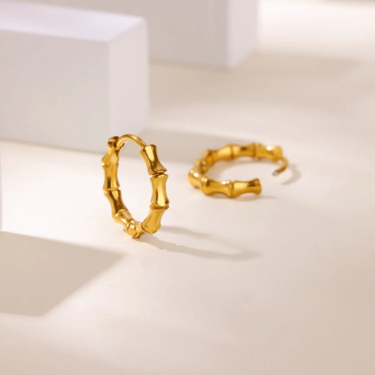 Free Shipping Vintage Bamboo Hoop Stud Earrings For Women Stainless Steel Piercing Earring 2025 New Fashion Wedding Jewelry