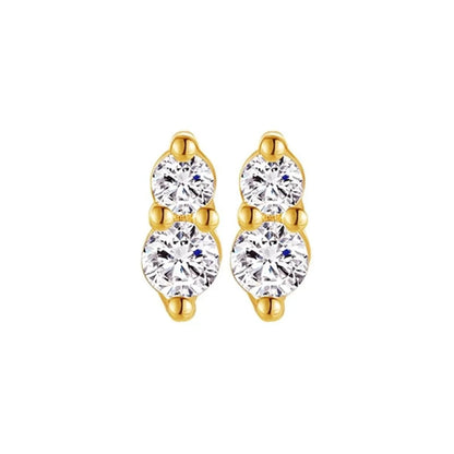 2/6Pcs 20G 18K Golden Plated Tiny Cubic Zerconia Opal Flat Back Stud Ear,Hypoallergenic Cartilage Tragus Helix Earring