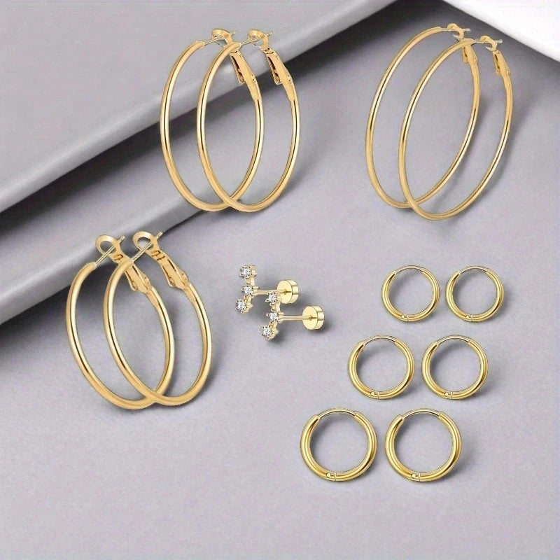 2/14 Pcs 20G Tiny Stainless Steel Screw Back Stud Earrings Set for Women, Simple Hinged Nose Rings Huggie Hoop Earring Jewelry