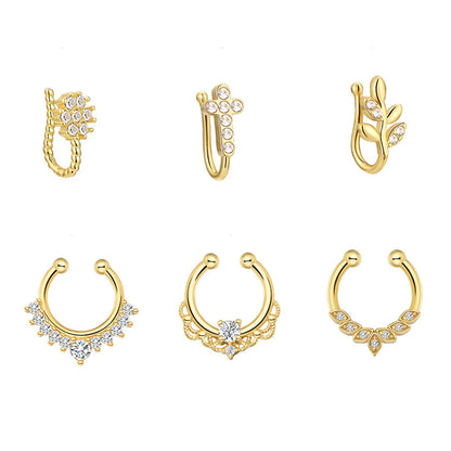 3/6pcs 16G 316L Stainless Steel Bat Fake Septum Ring,Non-Pierced Fake Nose Rings Clip On Nose Hoop Faux Septum Piercing Jewelry