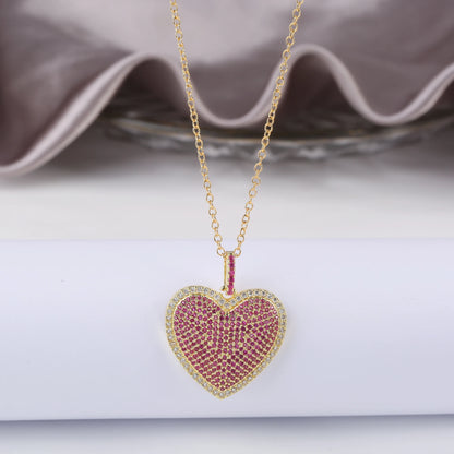 4 Colours Shiny Cubic Zirconia Heart Shape Pendant Necklace Romantic for Woman Girl Party Anniversary Jewellery Gift Accessory