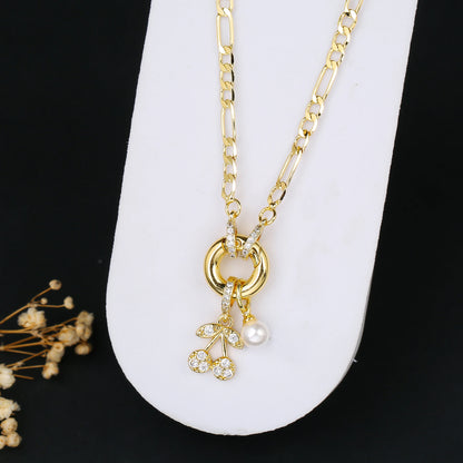 9 Color Fruit Cherry Strawberry Crystal Pendant Necklace 3:1 Chain Jewelry Lucky for Woman Casual Holiday Aesthetic Jewelry Gift
